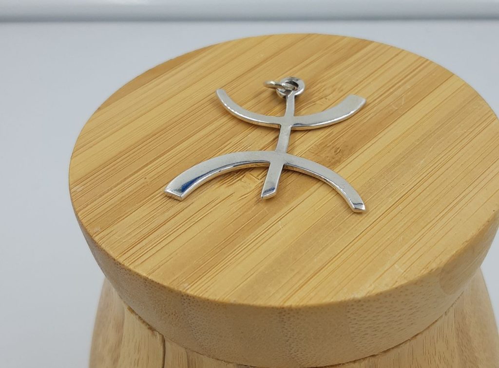 Pendentif Amazigh (Berbère) En Argent 925 Avec Chaîne - Sculpté - Neuf Étiq.